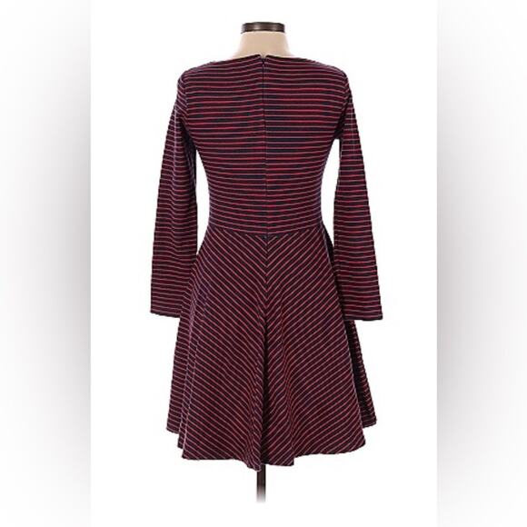 Gap maroon and navy striped long sleeved fit and flare dress, 6 - Picture 2 of 9